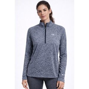 Under Armour 1/4 Zip Loose Heatgear Gray Pullover Women's size MEDIUM